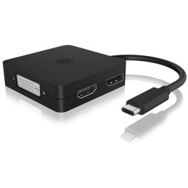 ICY BOX IB-DK1104-C Adaptador de video USB-C 4 en 1, 3840 x 2160 Píxeles, Compatible con Windows y Mac, Negro