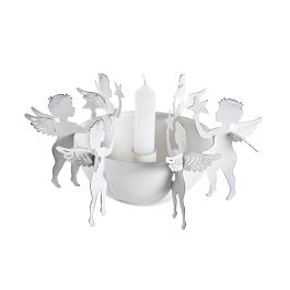 DKD Home Decor Portavela Navidad Moderna de Metal Blanco 11 x 24 x 24 cm (2 Unidades)