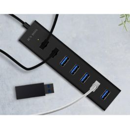 ICY BOX IB-HUB1700-U3 HUB USB 3.0 de 7 Puertos Type-A de 5 Gbps en Aluminio Negro