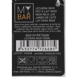 My Bar Lechera Inox 700Ml 9 cm Ancho x 12 cm Alto x 14 cm Largo (12 Unidades)