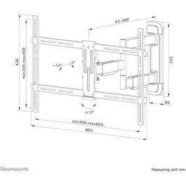Neomounts WL40-550BL16 Soporte de Pared Full Motion para TV 40-65", Max 40 kg, VESA 200x100-600x400, Inclinable, Giratorio, Gestión Cables, Negro