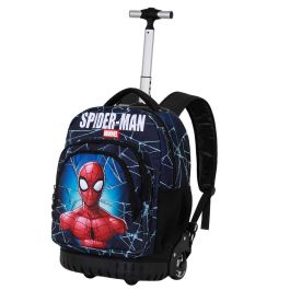 Marvel Spiderman Mochila Trolley GTS FAN Maximum Spiderman Azul con Ruedas, 2 Compartimentos y Bolsillo Acolchado
