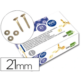 Liderpapel Encuadernadores Latonados con Arandela 21 mm Caja de 100 Unidades Metal Precio: 4.9904272. SKU: B15JNPRDWX