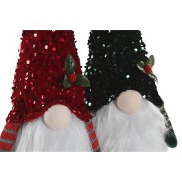 DKD Home Decor Set de 4 Figuras de Navidad Gnomo Tradicional Surtidas Poliester PE Verde Rojo 13x47x17 cm