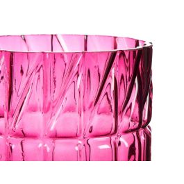 Jarrón de Cristal Tallado Rosa Oscuro Giftdecor 13x26.5x13 cm (6 Unidades)