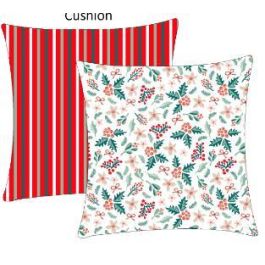 DKD Home Decor Cojín Silla Navidad Tradicional Verde Rojo Muérdago Poliéster 40x40x4 cm Pack 4 Unidades con Sujeción Velcro