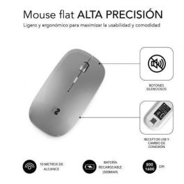 SUBBLIM Raton Dual Flat Mouse Silver Rechargeable
