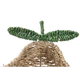 DKD Home Decor Centro de Mesa Tropical de Seagrass y Metal Natural Verde 32 x 8 x 33 cm Set de 2