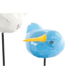 DKD Home Decor Figura Pájaros y Kiwi de Madera y Metal 15x7x17 cm
