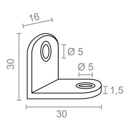 Edm Ángulo refuerzo an24, acero inoxidable, 30x30x16 mm, 4 unidades