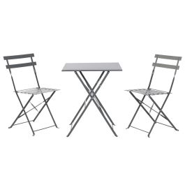 Conjunto de Mesa con 2 Sillas Home ESPRIT Gris 60 x 60 x 71 cm