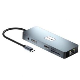 Leotec LEDS03 Docking USB-C 11 en 1 HDMI 4K 60Hz, DP, VGA, 3xUSB 3.2, USB-C PD 100W, RJ45, Lector SD/MicroSD, Audio Gris
