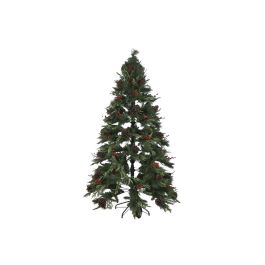 DKD Home Decor Árbol de Navidad Tradicional Verde y Rojo, 210 cm Alto (120x120 cm base), 1129 Ramas, Luz LED Cálida, Desmontable