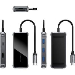 Vention TFMHB Docking Station USB-C con HDMI, 3x USB 3.0, USB-C Power Delivery 100W, Lector Tarjetas SD/MicroSD, Gris Vention TFMHB Docking Station USB-C con HDMI, 3x USB 3.0, USB-C Power Delivery 100W, Lector Tarjetas SD/MicroSD, Gris