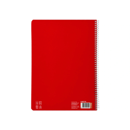 Liderpapel Cuaderno Espiral A4 Pautaguía Tapa Blanda 80 Hojas 75gr Cuadro Pautado 3mm Color Rojo