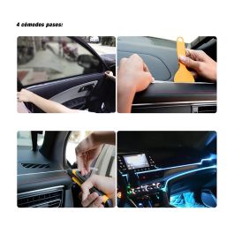 Occ Sport OCCLED02 Tira de Alambre de Fibra Óptica Neón EL Turquesa para Automóvil, Luz Decorativa, con Conector USB de 3 Metros