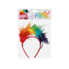 Diadema de Plumas Arcoíris con Tocado para Disfraces de Showgirl, Carnaval y Drag Queen