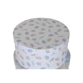DKD Home Decor Playa 23 Caja Infantil Multicolor Carton Redonda 37.5 x 37.5 x 18 cm Set de 10