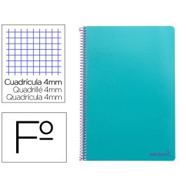 Cuaderno Espiral Liderpapel Folio Smart Tapa Blanda 80H 60 gr Cuadro 4 mm Con Margen Color Turquesa 10 unidades