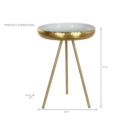 DKD Home Decor Mesita Auxiliar Moderna de Metal Azul Dorado Lacado Desmontable Doble Cara 43x43x61 cm