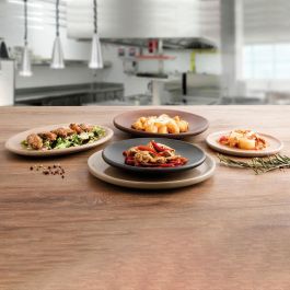 Anaflor Plato Churrasco Barro Negro 25 cm 8 Unidades - Apto Horno, Microondas, Fuego Directo y Lavavajillas - Apilable, Alta Resistencia