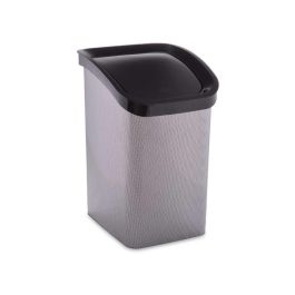 Papelera de plástico basculante fibra carbono 23L Berilo 27x43x34 cm gris oscuro (6 Unidades)