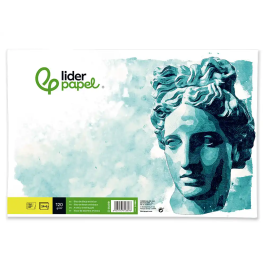 Liderpapel Bloc Dibujo Artístico Encolado DIN A2 120g/m2 24+6 Hojas 594x420mm Blanco