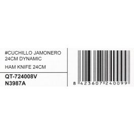 Quttin Cuchillo Jamonero Dynamic de Acero Inoxidable 24 cm - Ideal para Cortar Jamón en lonchas Finas (8 Unidades)
