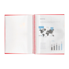 Liderpapel Carpeta Escaparate con Espiral 20 Fundas Polipropileno DIN A4 Rojo