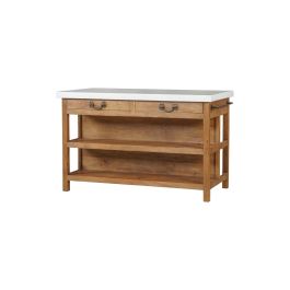 DKD Home Decor Isla Cocina India 1c24 Madera Marmol Marron Blanco 77 x 92 x 147 cm