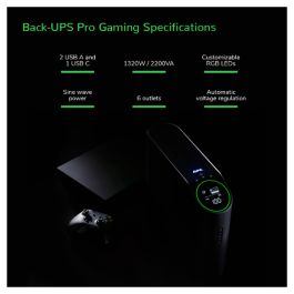 APC UPS Back-UPS Pro BGM2200B-GR 2200VA 1320W 4xSchuko 2xIEC C13 Torre con RGB Beleuchtung