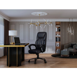 Q-connect Silla de Dirección Profesional, Respaldo Alto, Similpiel, Negro, Base Metálica, Ruedas Premium, Altura Max 1260 mm