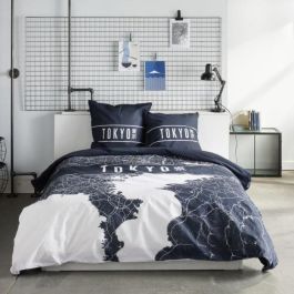 Today TOD3574641268633 Juego de Cama JAVA Algodón 240x220 cm para 2 Personas Estampado Tokio Azul Oscuro