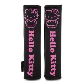 Hello Kitty Cs4 KIT1035 Almohadillas Negras para Cinturón de Seguridad Juego de 2 Universales, Extra Cómodas y Lavables para Proteger Rozaduras
