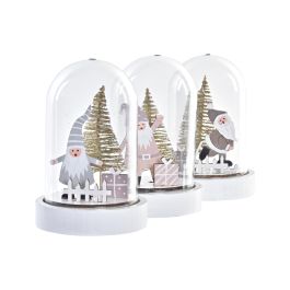 DKD Home Decor Decoración Luminosa Navidad Fantasía LED Cristal Surtido Colores Blanco Dorado Rosa Gris 9x13x9 cm (12 Unidades)