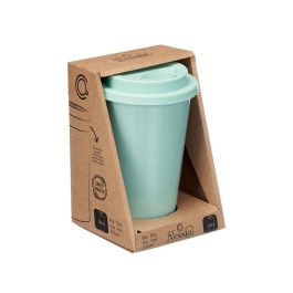 Vessia Vaso Tapa Silicona Menta 360 ml Porcelana con Tapa de Silicona 9.8 x 15 x 9.8 cm (Set de 12)