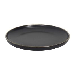 Home Deco Factory Plato Postre Moscou Diámetro 20 cm Negro con Ribete Dorado
