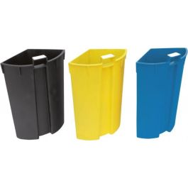 PROBBAX - WB-1251-BLA - Papelera de separación de residuos con recipientes separadores de colores - 13 L de capacidad - 25,5 cm Ø x 30,8 cm - Negro