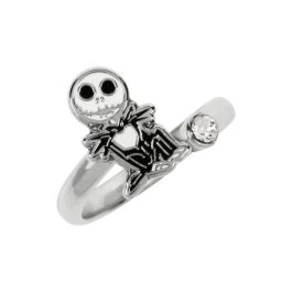 PEERS HARDY Anillo Jack Skellington Pesadilla Antes de Navidad Disney plateado autoajustable con piedra transparente y embalaje oficial