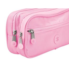 Estuche Portatodo Antartik Fusion Flex 3 Cremalleras Rosa Compañero Mochila 100x60x220 mm