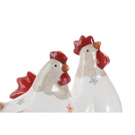 DKD Home Decor Figura Gallina Cottage de Terracota Blanco y Rojo 23 x 23.5 x 14.5 cm (2 Unidades)