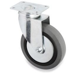 Q&Q Rueda Giratoria Jade Plus Aro Goma Ø100mm, Carga 70kg, Placa Rectangular, Zincada, Antihilo, Doble Hilera Bolas, Sin Freno Precio: 7.69000012. SKU: B15W7PZ65B