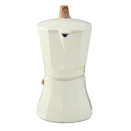 Oroley Cafetera Petra de Aluminio 6 Tazas Color Crema para Inducción, Gas, Vitro y Eléctrica