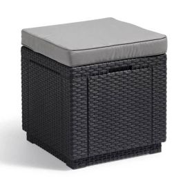 Mesa de comedor ALLIBERT GARDEN con cojín y almacenamiento integrado - Grafito de ratán tejido de imitación Precio: 55.50000049. SKU: S7103580