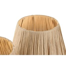 DKD Home Decor Lámpara Sobremesa Tropical Blanco Marron Cerámica Ráfia 22 x 31 x 22 cm (6 Unidades)