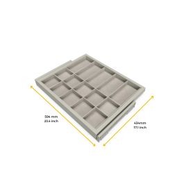 Emuca Kit de cajón organizador con bastidor de guías con cierre suave para armario, regulable, módulo 600mm, Gris piedra
