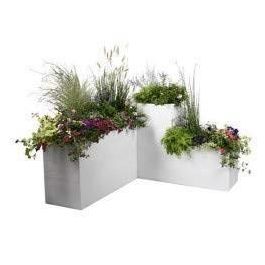 EDA PLASTIQUE Caja de flores cuadrada Graphit - 57 L - 49.5 x 49.5 x 49.5 cm - Plomo blanco