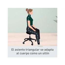 Leitz Taburete Ergo con Asiento Triangular, 5 Ruedas Giratorias, Regulable en Altura (46-59 cm), Negro, Piel Sintética
