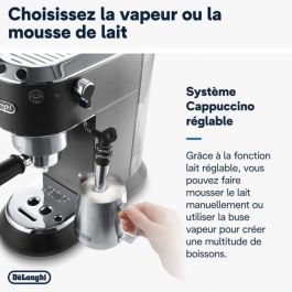 Delonghi EC 685.BK Cafetera espresso Dedica Style, 15 bares, 1L, para café molido y vainas ESE, sistema Capuccino, programable, Negro
