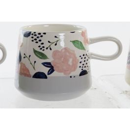 DKD Home Decor Taza Mug Shabby Flores Multicolor 360ml Gres Apto Microondas y Lavavajillas (Pack de 12 Unidades Surtidas)